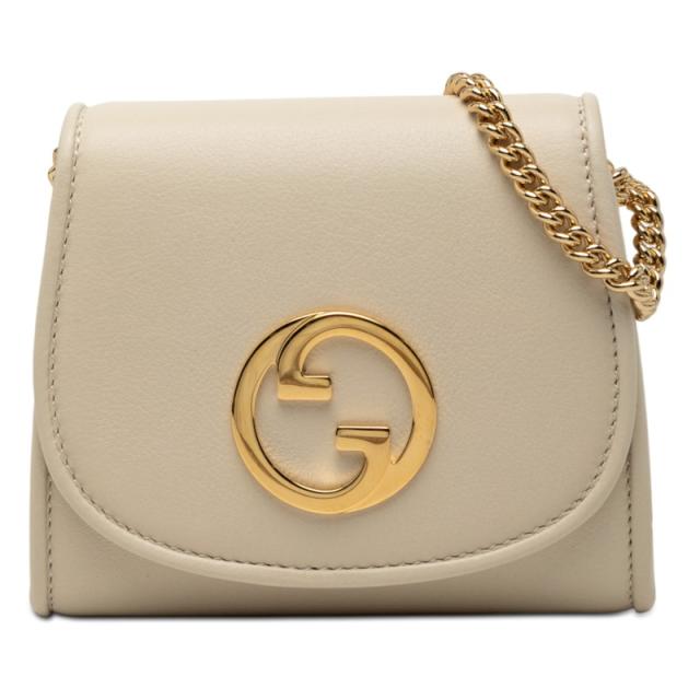 グッチ インターロッキングG ブロンディ ミディアム チェーンウォレット ショルダーバッグ 725219 アイボリー ゴールド GUCCI 【中古】
