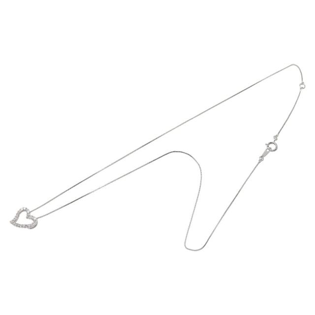 K18WG ホワイトゴールド ダイヤ0.2ct ハートモチーフ ペンダント ネックレス レディース 中古_1