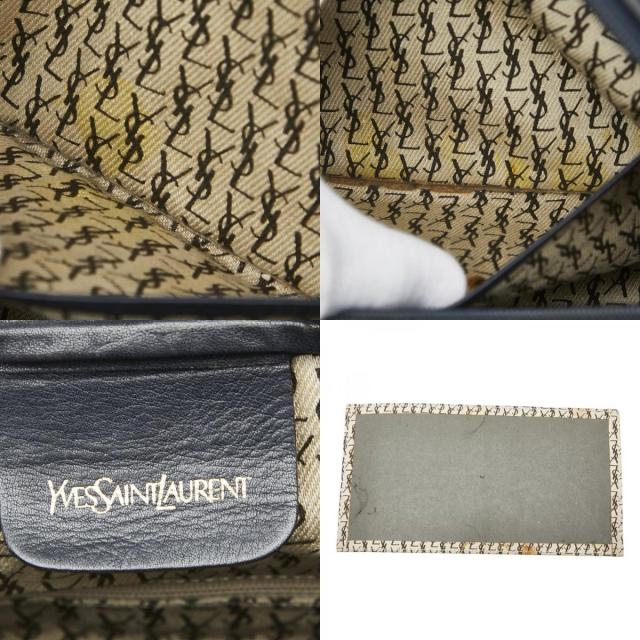 サンローラン YSLロゴ ハンドバッグ ミニボストンバッグ ネイビー レザー レディース SAINT LAURENT 【中古】_9