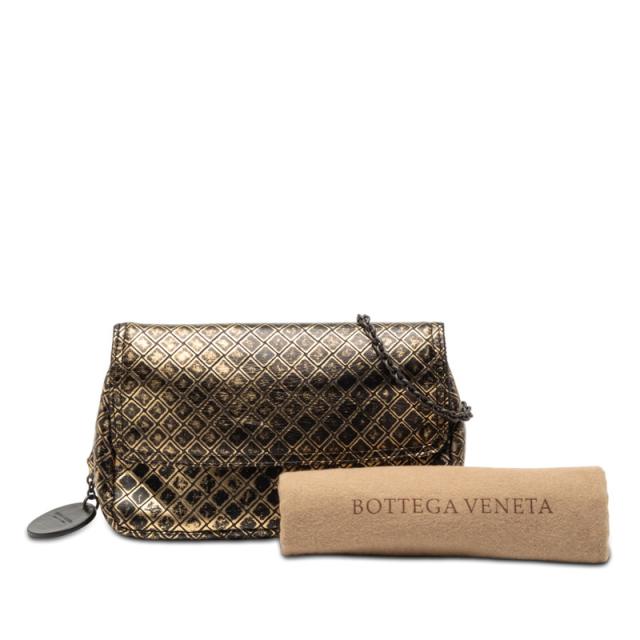 ボッテガヴェネタ イントレッチオ ミラージュ チェーン ショルダーバッグ ブラック ゴールド レザー レディース BOTTEGAVENETA 【中古】