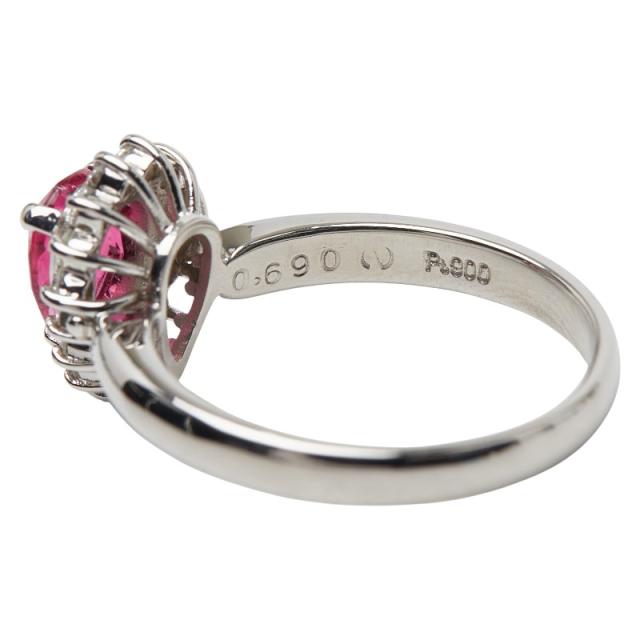 Pt900 プラチナ ピンクトルマリン0.69ct ダイヤ0.19ct リング 指輪