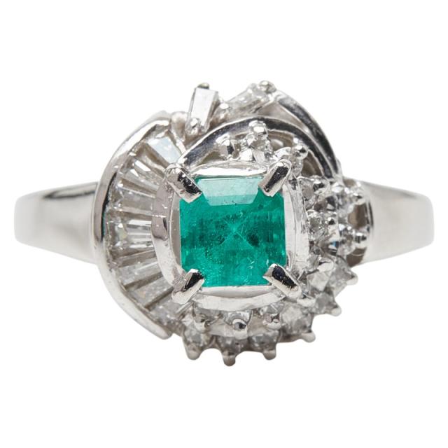 Pt900 プラチナ エメラルド0.41ct ダイヤ0.56ct リング 指輪 