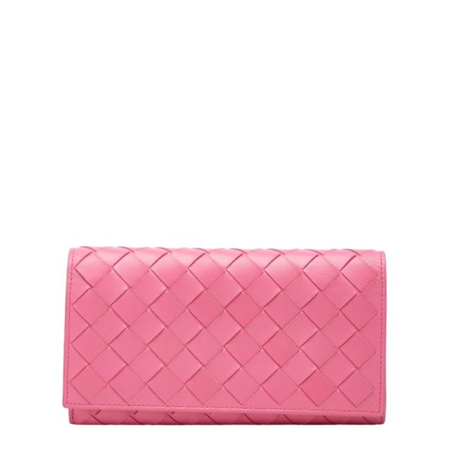 ボッテガヴェネタ イントレチャート 長財布 ピンク レザー レディース BOTTEGAVENETA 【中古】