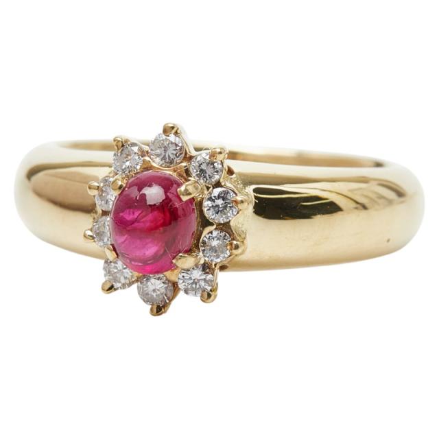 K18YG イエローゴールド ルビー0.59ct ダイヤ0.20ct リング 指輪 レディース 9.5号 中古_1