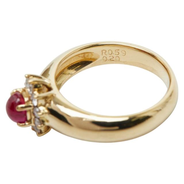 K18YG イエローゴールド ルビー0.59ct ダイヤ0.20ct リング 指輪 レディース 9.5号 中古_5