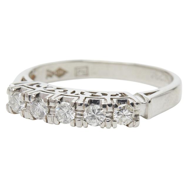 Pt900 プラチナ ダイヤ0.29ct 一文字リング リング 指輪 レディース 11号 中古_1