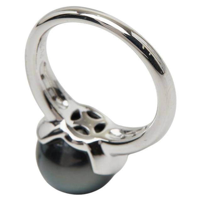 Pt900 プラチナ 黒蝶真珠10.6〜10.7mm ダイヤ0.12ct リング 指輪 