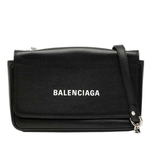バレンシアガ エブリデイ チェーンウォレット ショルダーバッグ 537387 黒いこと なめし革 レディース BALENCIAGA 【中古】