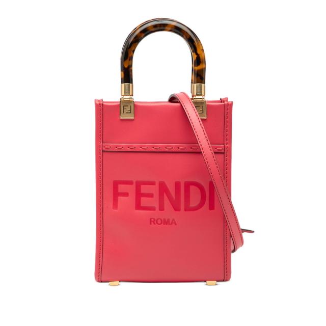 フェンディ サンシャイン ショッパー スモール ショルダーバッグ ハンドバッグ 2WAY 8BS051 ピンク PVC レザー レディース FENDI【中古】