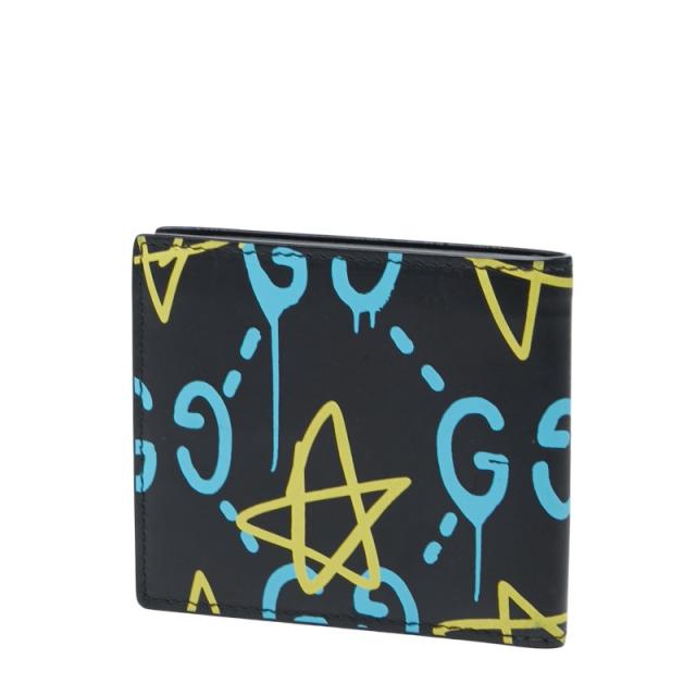 グッチ GGゴースト 二つ折り財布 448463 ブラック ブルー イエロー PVC レザー レディース GUCCI 【中古】_1