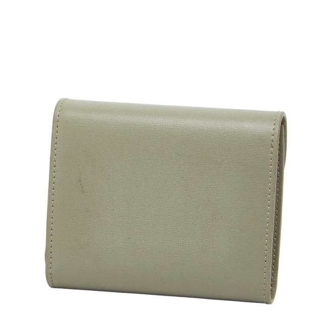 セリーヌ トリオンフ コンパクトウォレット 三つ折り財布 ゴールデンカーキ グリーン レザー レディース CELINE 【中古】_1