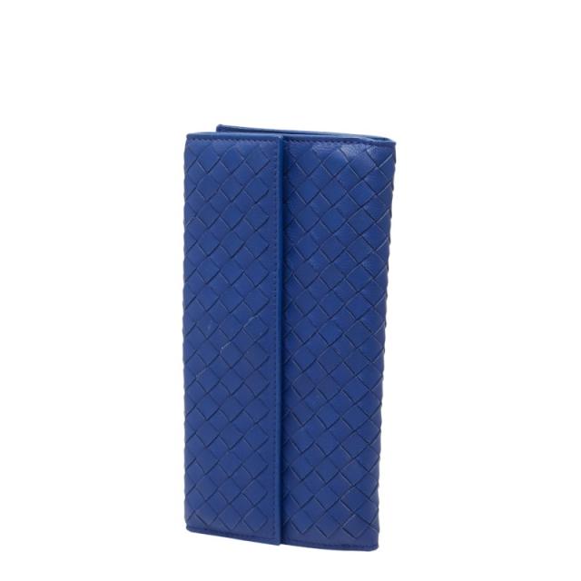 ボッテガヴェネタ イントレチャート ロングウォレット 長財布 ブルー レザー レディース BOTTEGAVENETA 【中古】_1