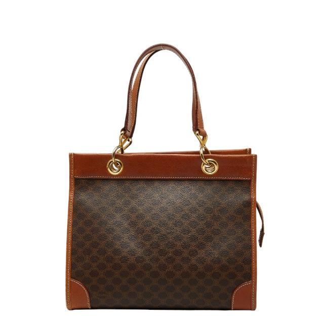 セリーヌ マカダム ハンドバッグ ブラウン PVC レザー レディース CELINE 【中古】