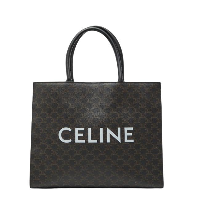 セリーヌ トリオンフ トートバッグ ブラック PVC レザー レディース CELINE 【中古】