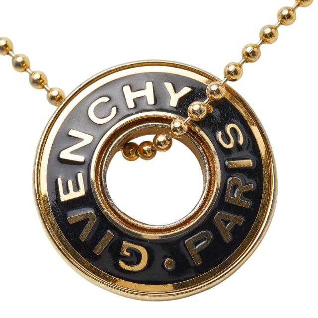 ジバンシー ロゴ ネックレス ボールチェーン ゴールド ブラック メッキ レディース Givenchy 【中古】_1