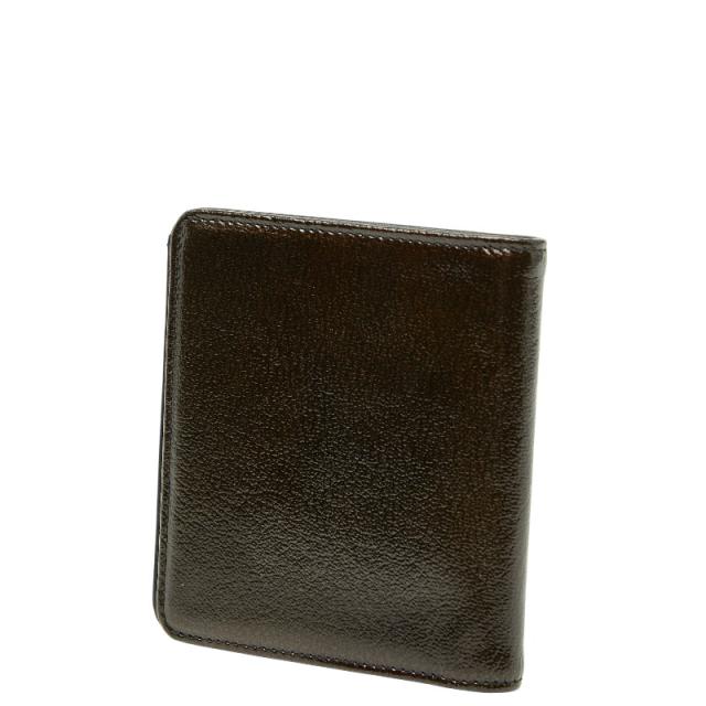 シャネル ココマーク 二つ折り財布 ブロンズ ブラウン ブラック パテントレザー レディース CHANEL 【中古】_1