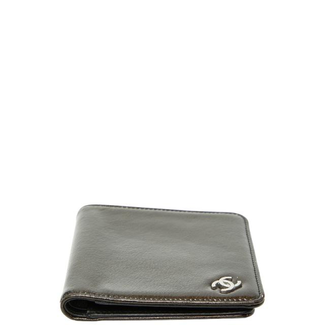 シャネル ココマーク 二つ折り財布 ブロンズ ブラウン ブラック パテントレザー レディース CHANEL 【中古】_2