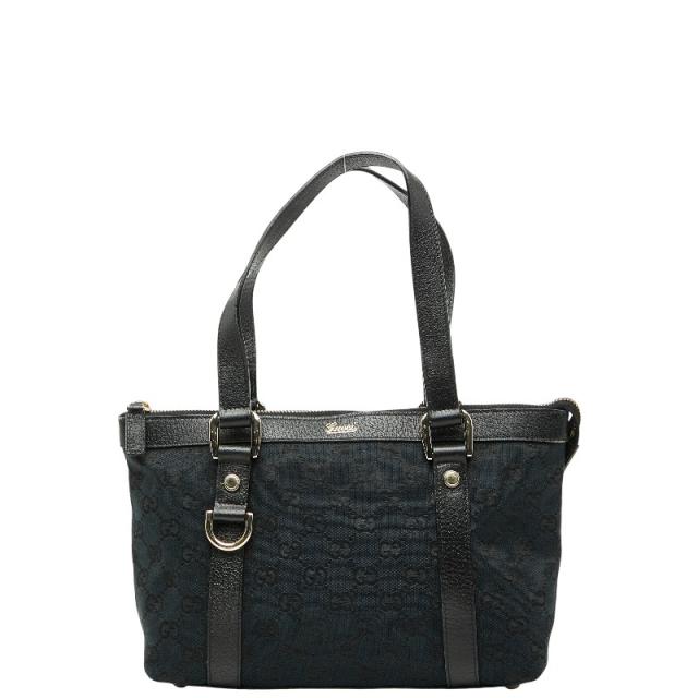グッチ GGキャンバス アビー ハンドバッグ 141471 ブラック キャンバス レザー レディース GUCCI 【中古】