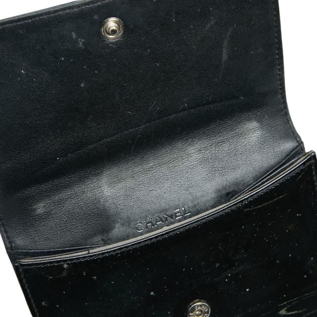シャネル ココマーク カメリア 二つ折り財布 ブラック マルチカラー パテントレザー レディース CHANEL 【中古】_5