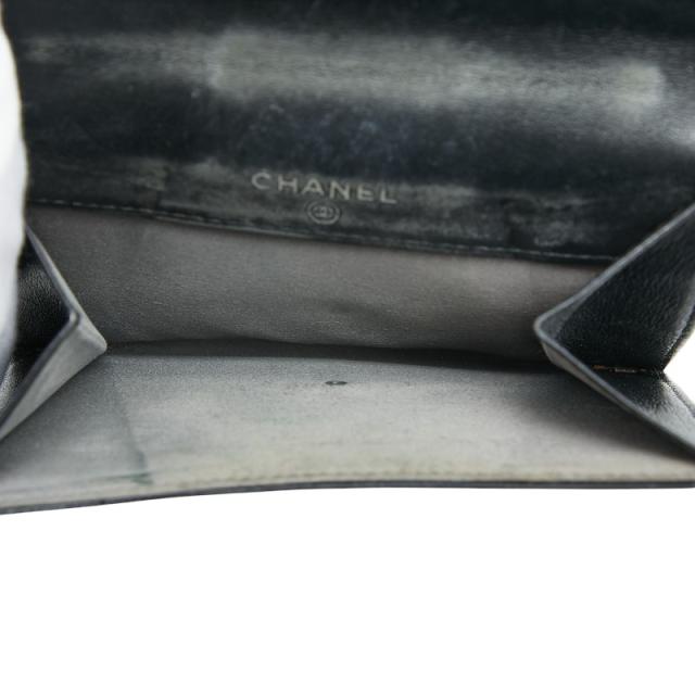 シャネル ココマーク カメリア 二つ折り財布 ブラック マルチカラー パテントレザー レディース CHANEL 【中古】_7