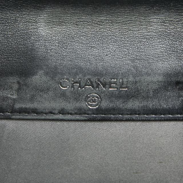 シャネル ココマーク カメリア 二つ折り財布 ブラック マルチカラー パテントレザー レディース CHANEL 【中古】_8