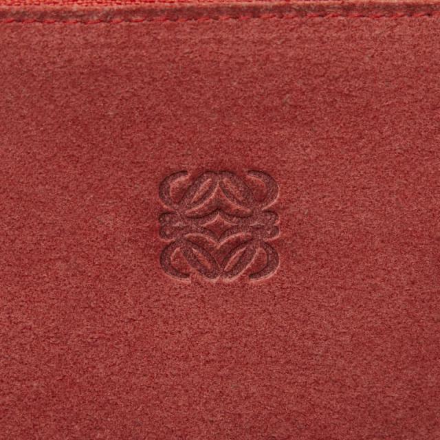 ロエベ アナグラム ペンケース レッド ブラウン スウェード レザー レディース LOEWE 【中古】_4