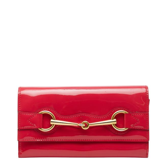 グッチ ホースビット 長財布 317734 ピンク パテントレザー レディース GUCCI 【中古】
