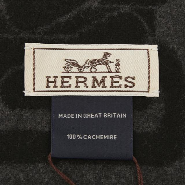 エルメス クリック セ ヌエ マフラー ブラック グレー カシミヤ メンズ HERMES 【中古】_4