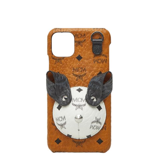 エム シー エム ラビット iPhone 11 pro MAX 対応 iPhoneケース スマホケース ブラウン ホワイト ブラック PVC レザー MCM 【中古】