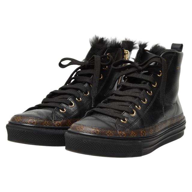 ルイ ヴィトン モノグラム ステラーライン ハイカット スニーカー サイズ：37 MS0178 ブラック ブラウン レザー LOUIS VUITTON 【中古】