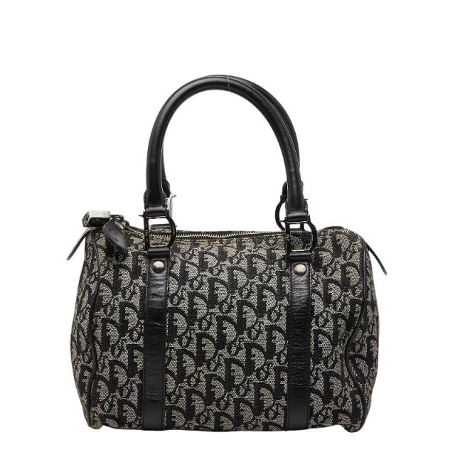 ディオール トロッター ハンドバッグ ミニボストンバッグ ブラック ベージュ キャンバス レザー レディース Dior 【中古】