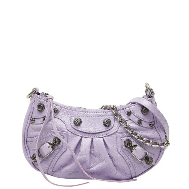 バレンシアガ ル カゴール ミニハンドバッグ ショルダーバッグ 2WAY 695814 パープル レザー レディース BALENCIAGA 【中古】