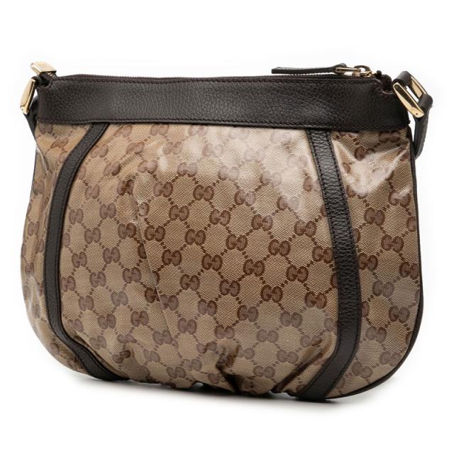 グッチ GGクリスタル アビー 斜め掛け ショルダーバッグ 265691 ベージュ ブラウン PVC レザー レディース GUCCI 【中古】_1