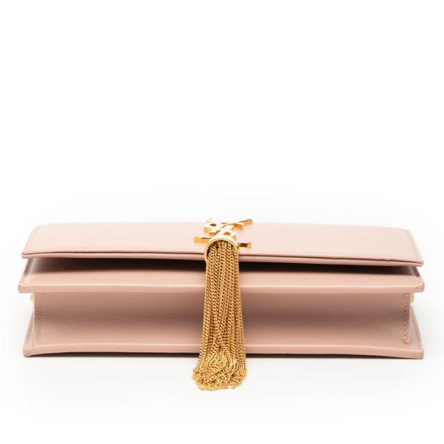 サンローラン YSLロゴ チェーン ウォレット ショルダーバッグ ピンク レザー レディース SAINT LAURENT 【中古】_2