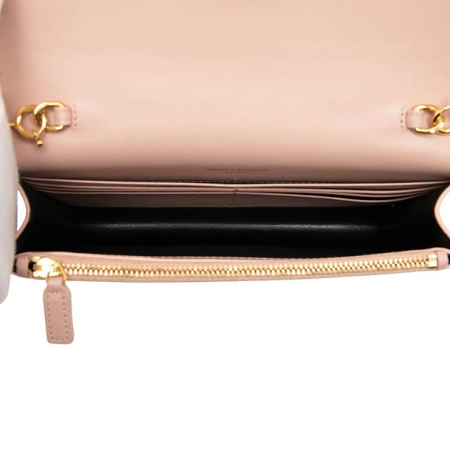 サンローラン YSLロゴ チェーン ウォレット ショルダーバッグ ピンク レザー レディース SAINT LAURENT 【中古】_3