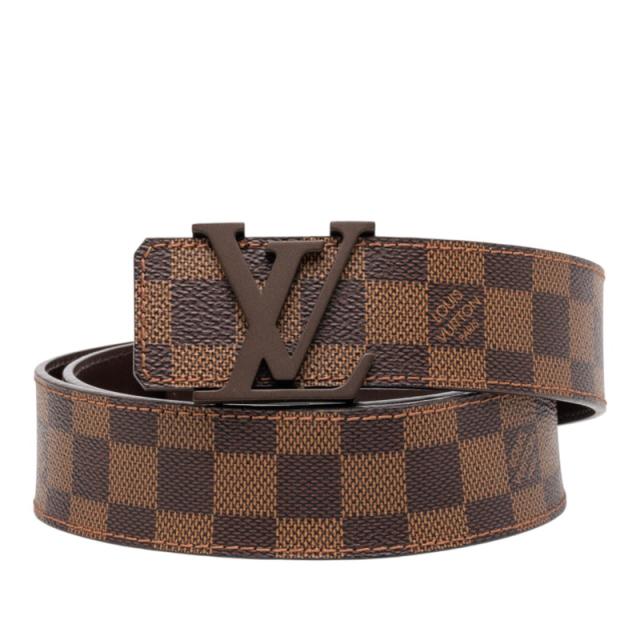 ルイ ヴィトン ダミエ サンチュール イニシャル ベルト サイズ：100/40 M9807 ブラウン ベージュ PVC レザー LOUIS VUITTON 【中古】