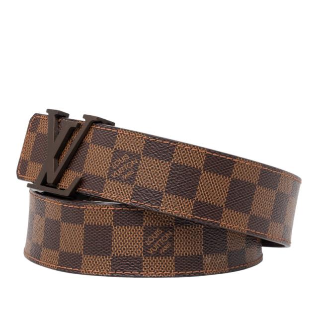 ルイ ヴィトン ダミエ サンチュール イニシャル ベルト サイズ：100/40 M9807 ブラウン ベージュ PVC レザー LOUIS VUITTON 【中古】