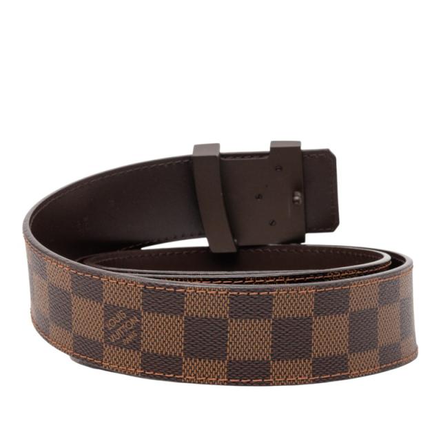 ルイ ヴィトン ダミエ サンチュール イニシャル ベルト サイズ：100/40 M9807 ブラウン ベージュ PVC レザー LOUIS VUITTON 【中古】