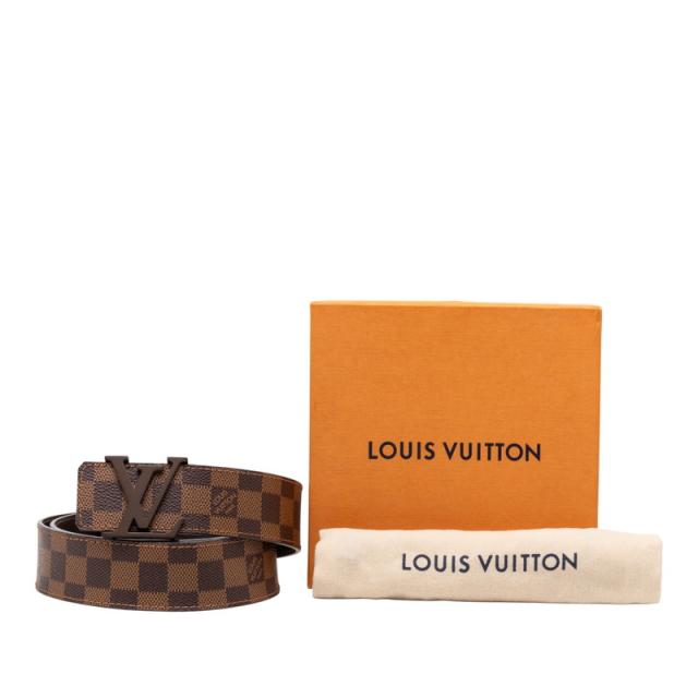 ルイ ヴィトン ダミエ サンチュール イニシャル ベルト サイズ：100/40 M9807 ブラウン ベージュ PVC レザー LOUIS VUITTON 【中古】