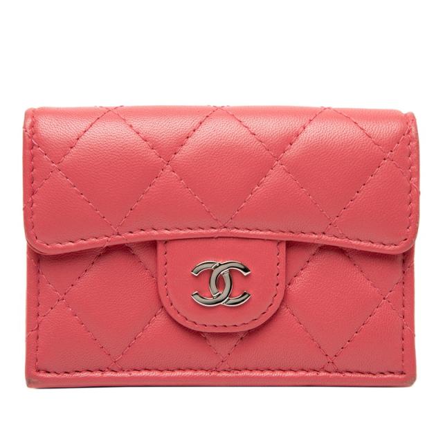 シャネル ココマーク マトラッセ 三つ折り財布 AP0230 ピンク ラムスキン レディース CHANEL 【中古】