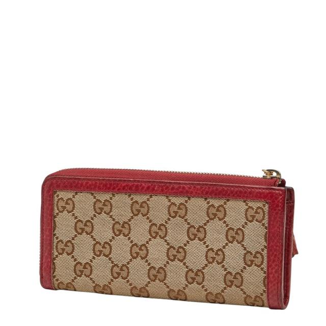 グッチ GGキャンバス バンブー 長財布 306616 ブラウン レッド キャンバス レザー レディース GUCCI 【中古】_1