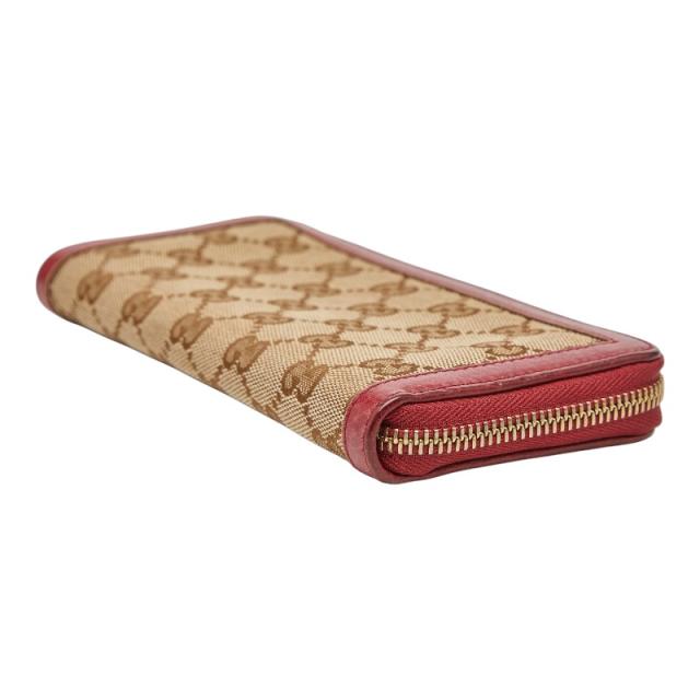 グッチ GGキャンバス バンブー 長財布 306616 ブラウン レッド キャンバス レザー レディース GUCCI 【中古】_3