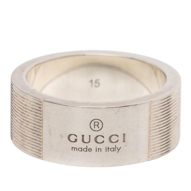 グッチ ロゴ リング 指輪 #15 SV925 シルバー メンズ GUCCI 【中古】