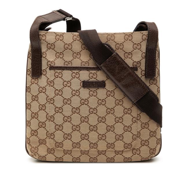 GUCCI GGキャンバス ショルダーバッグ メッセンジャー ブラウン 三日月 