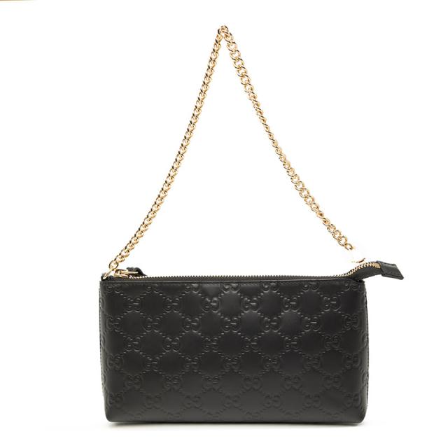 グッチ グッチシマ チェーン ショルダーバッグ リストウォレット 428449 ブラック  レザー レディース GUCCI 【中古】