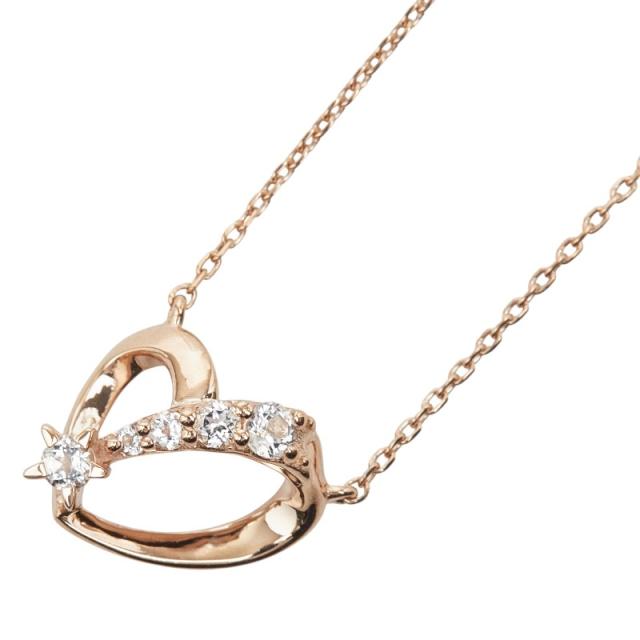 スタージュエリー K10PG ピンクゴールド トパーズ ハートモチーフ ペンダント ネックレス レディース STAR JEWELRY 中古 14,140円