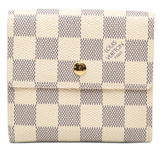 ルイ ヴィトン ダミエ アズール ポルトフォイユ エリーズ 二つ折り財布 N61733 ホワイト PVC レザー レディース LOUIS VUITTON 【中古】