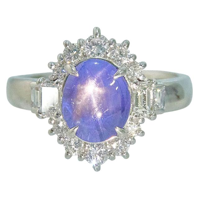 Pt900 プラチナ スターサファイア3.774ct ダイヤ0.78ct リング 指輪 レディース 15号 中古