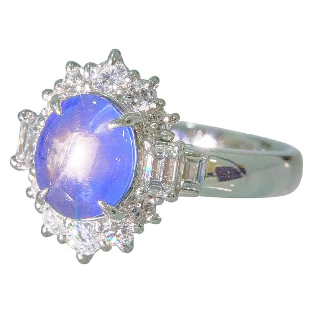 Pt900 プラチナ スターサファイア3.774ct ダイヤ0.78ct リング 指輪 レディース 15号 中古_1