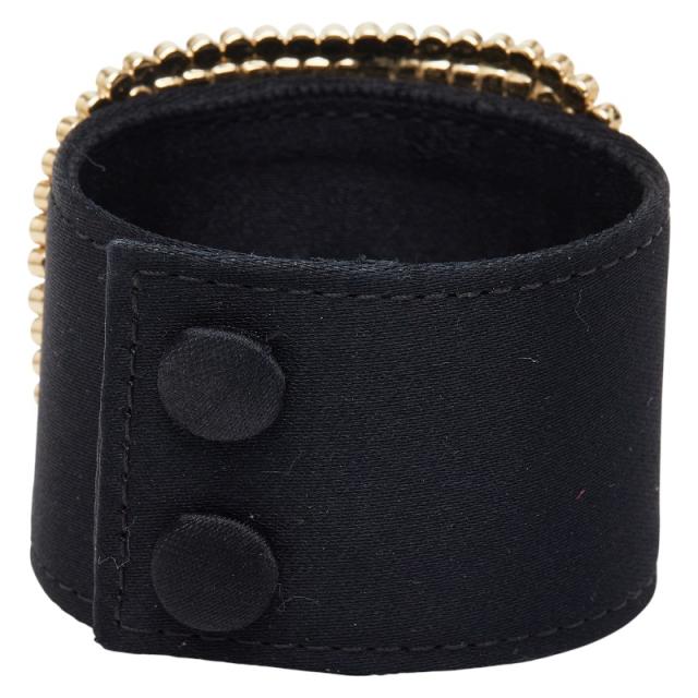 ロジェヴィヴィエ ピルグリム バックル ブレスレット サイズS 62540302 ブラック ラインストーン ナイロン ROGER VIVIER 【中古】_1